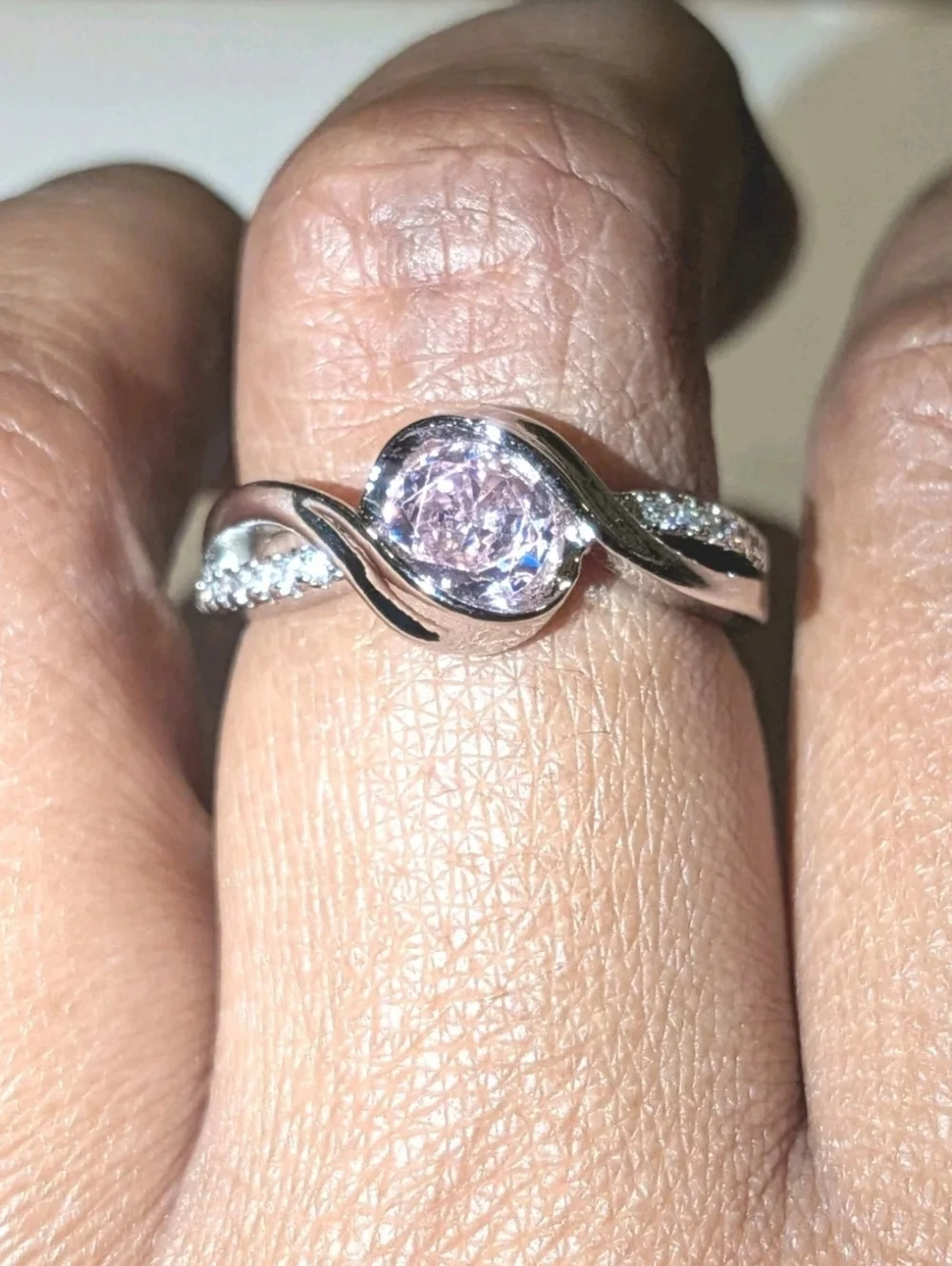 2Ct Round Cut Lab Created Pink Sapphire Minimalist Ring 14K White Gold Plated